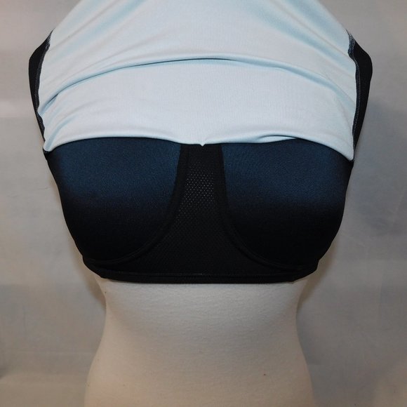 Nike Dry-Fit Womens M Gray White Black Fitted Workout Tank Top Fitted Shelf Bra - Picture 10 of 10